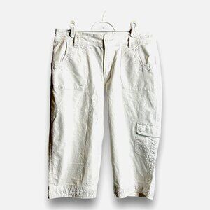 Coldwater Creek Ladies 14 White Capri Cotton/Spandex Lightweight Embroidered EUC
